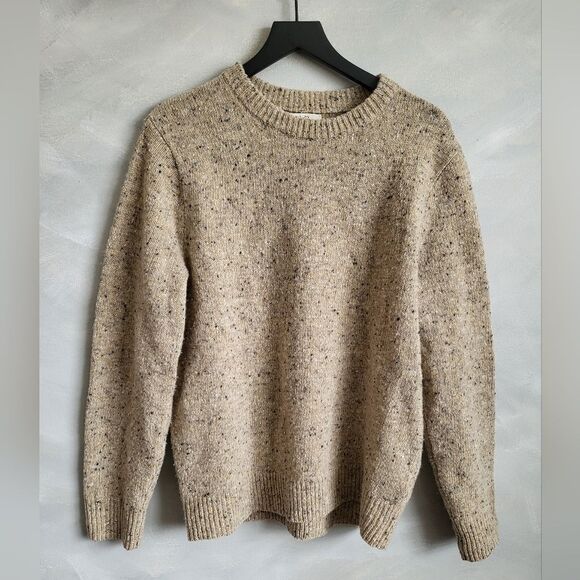 Knit for J. Crew 100% Wool Crew Neck Speckled Pullover Sweater No Size Tag - Picture 1 of 12